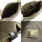 Fendi Zucchino Canvas Leather Shoulder Bag