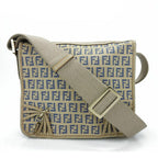 Fendi Zucchino Canvas Leather Shoulder Bag