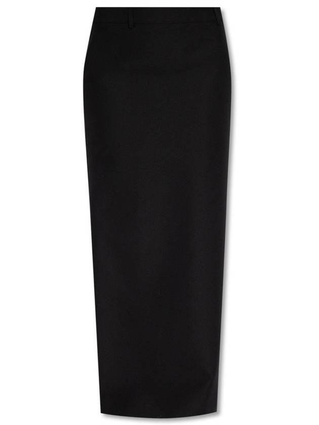 Balenciaga Women's Wool Slit Long Skirt Black