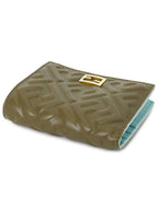 Fendi Slim Baguette Leather Half Wallet Green