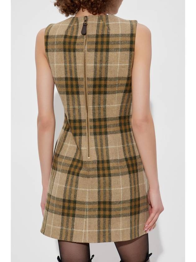 Burberry Burberry Wool Dress With Check Pattern, Women's, Beige