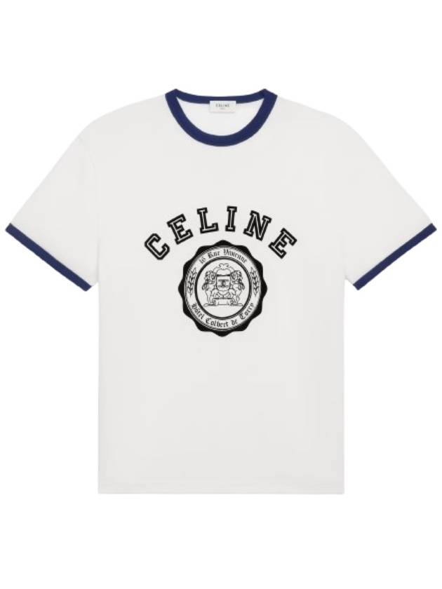 CELINE Blason Loose Cotton Jersey Short Sleeve T-Shirt Off White