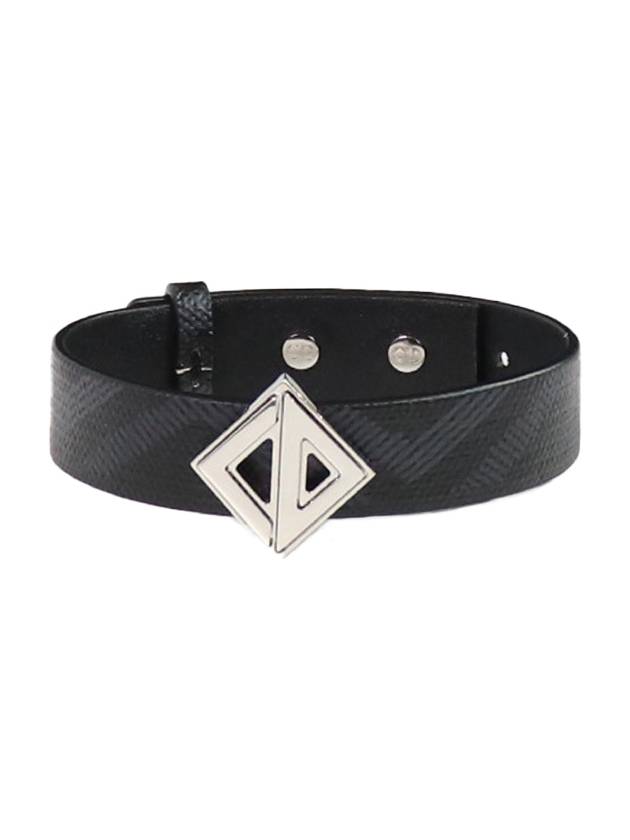 CD Diamond Canvas Silver Finish Brass Bracelet Black Dior