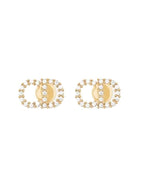 Claire D Lune Finish Metal White Crystal Earrings Gold Dior