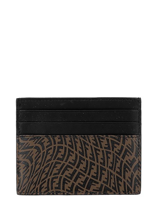 Fendi Logo Vertigo Card Wallet Brown