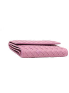 Bottega Veneta Pink Intrecciato VN 3 fold folder wallet