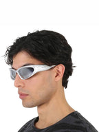 Balenciaga Eyewear Swift Acetate Oval Frame Sunglasses Silver