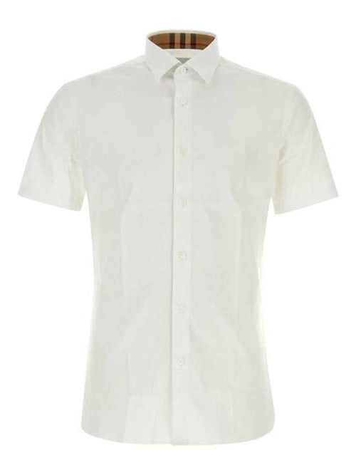 Burberry Men's Logo Cotton Short Sleeve Shirt White