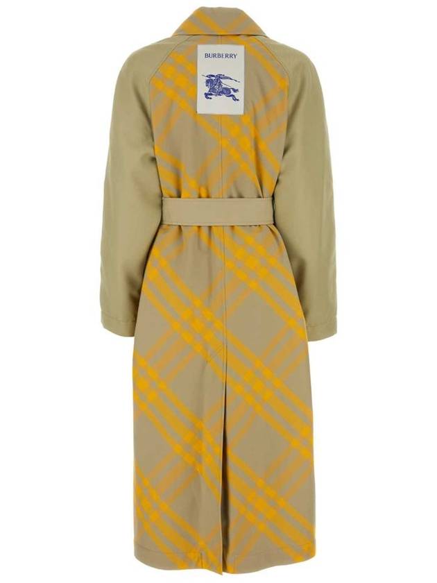 Burberry Check Belted Trench Coat Beige