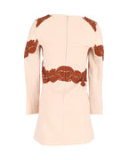 Chloe Lace-Trim Mini Dress in Beige Wool