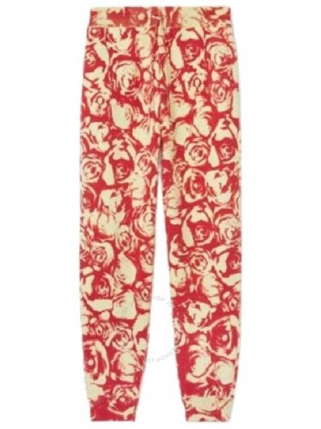 Burberry Burberry Ladies All Over Rose Print Wool Jogging Pants