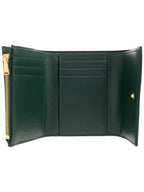 Bottega Veneta Cassette Tri-Fold Zipper Half Wallet Emerald Green