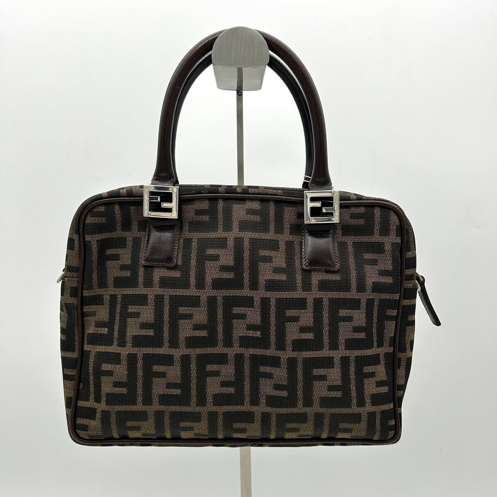 Fendi Brown Zucca Handbag Leather Cloth Pony-style calfskin fe8829bf