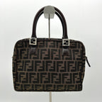 Fendi Brown Zucca Handbag Leather Cloth Pony-style calfskin fe8829bf