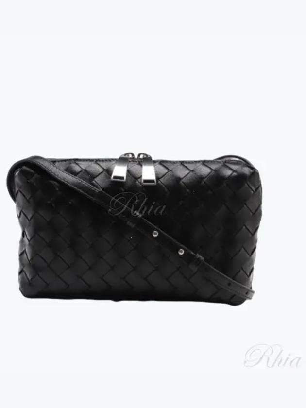 Bottega Veneta Intrecciato Leather Mini Cross Bag Black