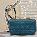 DIOR SMALL CARO BAG DEEP OCEAN BLUE SUPPLE CANNAGE CALFSKIN