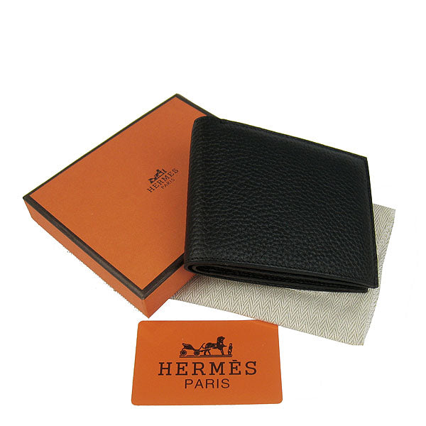 Hermes Wallet H014 Cow Leather Black