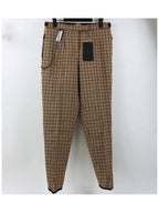 Bottega Veneta Graphic Pixel Check Straight Pants Beige