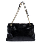 Fendi Black Leather Maxi Baguette Flap Shoulder Bag