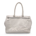 BOTTEGA VENETA White Intrecciato Leather Woven Tote Bag