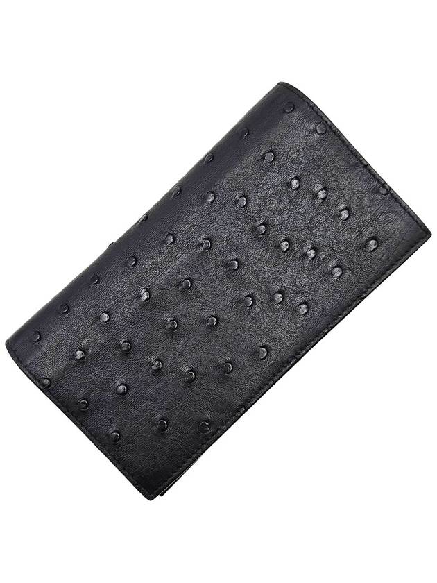 Bottega Veneta Bottega Veneta Black Ostrich Long Wallet