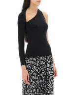 Balenciaga Cut Out One Shoulder Long Sleeve T-Shirt Black