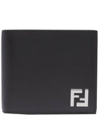 Fendi FF Square Leather Bi-Fold Half Wallet Brown