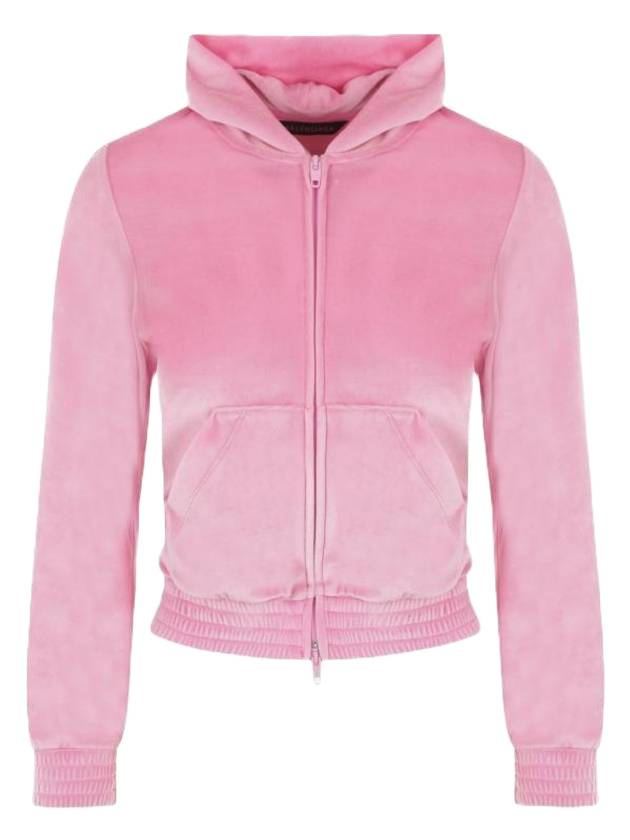 Balenciaga stretch velvet hooded zip-up pink