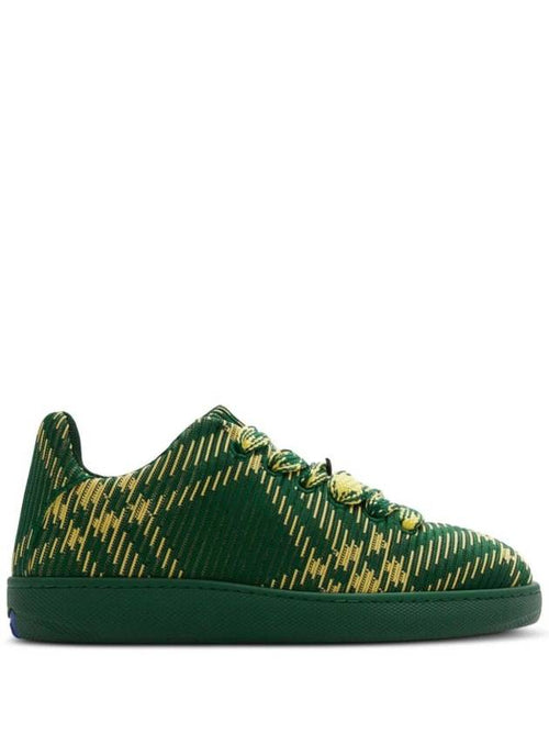 Burberry Check Square Toe Low Top Sneakers Green