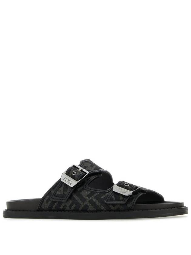 Fendi Men's Peel Jacquard Fabric Sandals Black