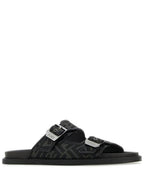 Fendi Men's Peel Jacquard Fabric Sandals Black