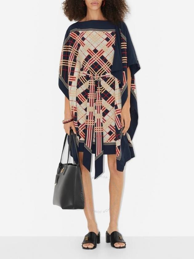 Burberry Burberry Abstract Check Print Silk Belted Cape