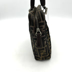 Fendi Brown Zucca Handbag Leather Cloth Pony-style calfskin fe8829bf