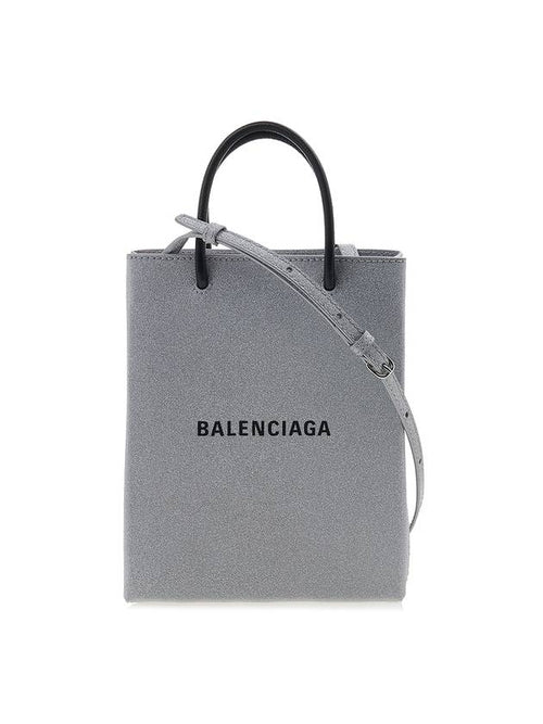 Balenciaga Blondie Glitter Logo Cross Bag Silver