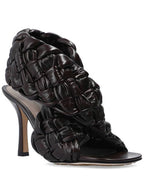 Bottega Veneta BV Board Leather Sandals Heel Black