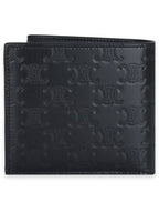 CELINE Triomphe Embossed Calfskin Half Wallet Black