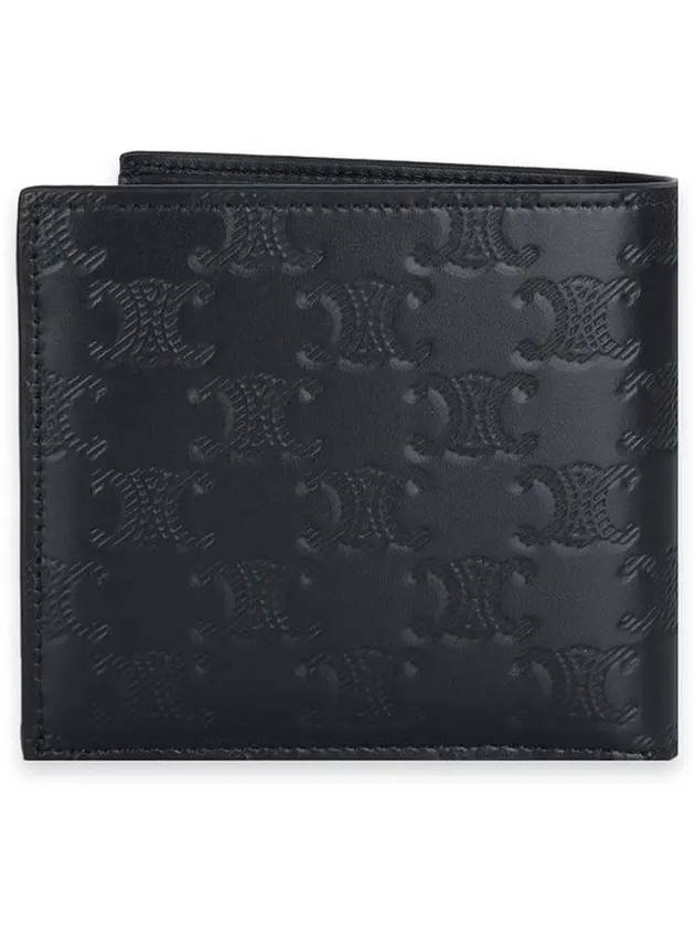 CELINE Triomphe Embossed Calfskin Half Wallet Black