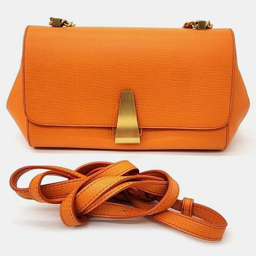 Bottega Veneta Orange Leather Medium Angle Shoulder Bag