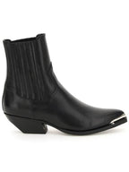 CELINE Calfskin Metal Toe Cruiser Chelsea Boots Black