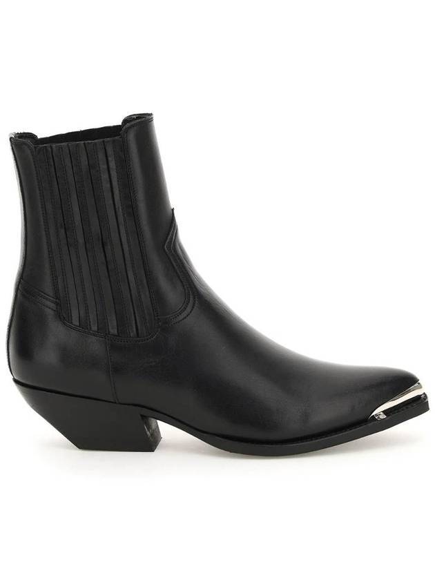 CELINE Calfskin Metal Toe Cruiser Chelsea Boots Black