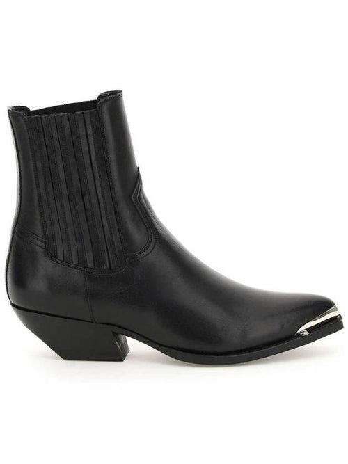 CELINE Calfskin Metal Toe Cruiser Chelsea Boots Black