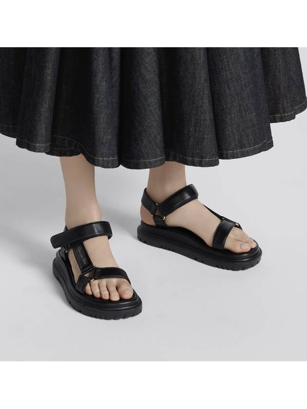 D Wave Leather Sandals Black Dior