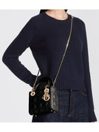 Lady Cannage Small Lambskin Tote Bag Black Dior