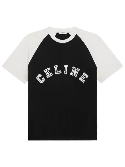CELINE Flocking Loose Short Sleeve T-Shirt White Black