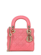 Lady Cannage Small Lambskin Tote Bag Pink Dior