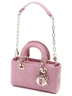 Lady D Joy Cannage Lambskin Micro Tote Bag Antique Pink Dior