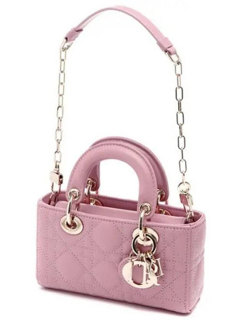 Lady D Joy Cannage Lambskin Micro Tote Bag Antique Pink Dior