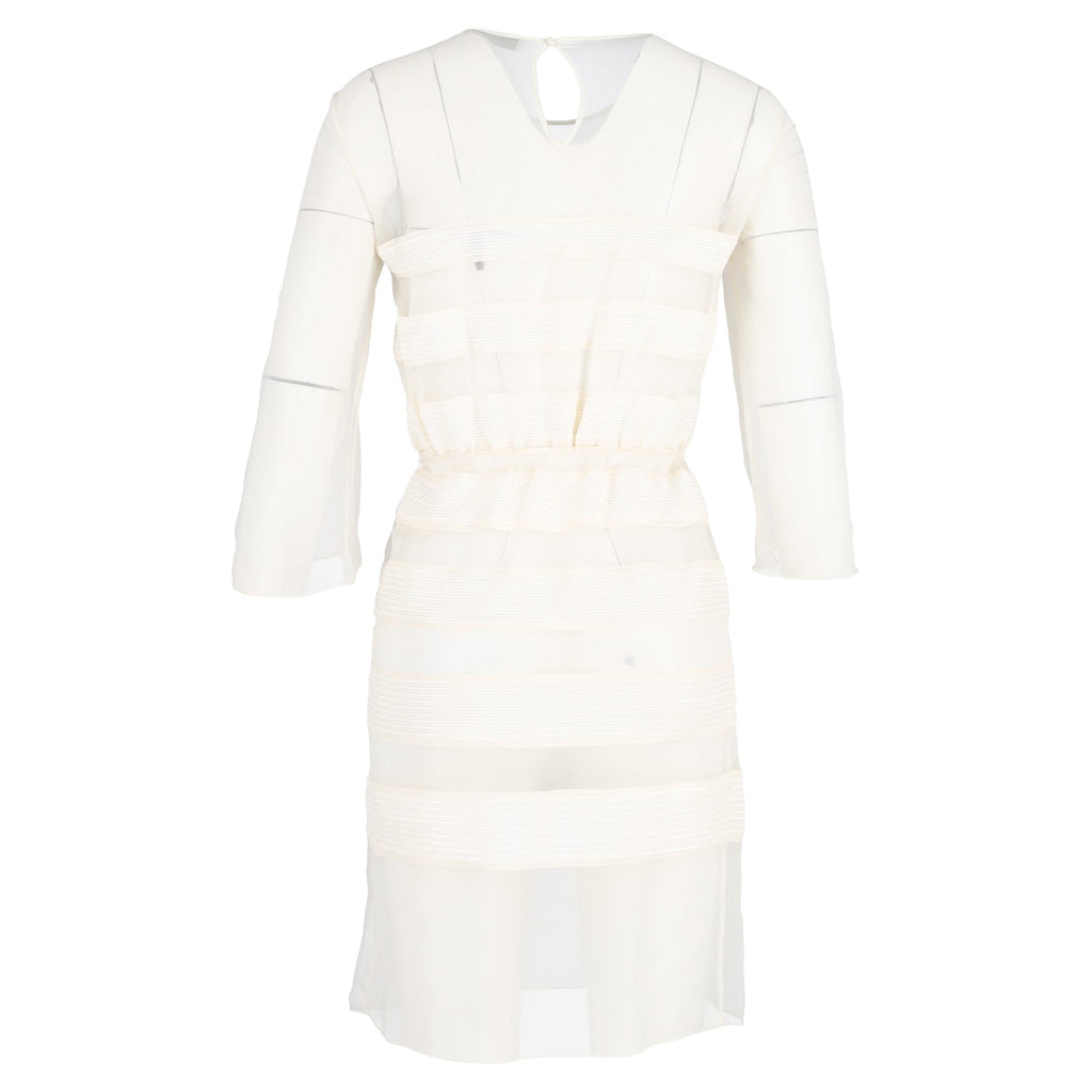 Dior Chiffon Sequin Cocktail Mini Dress in White Silk