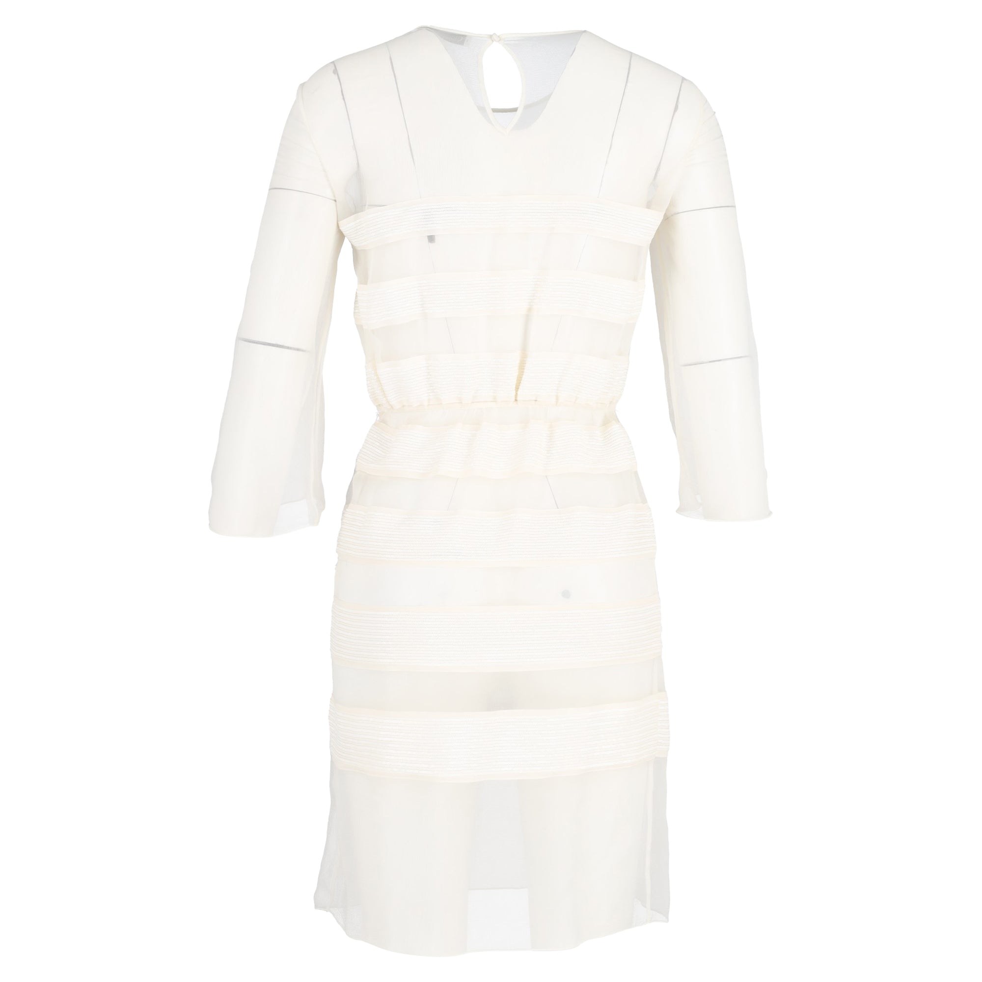Dior Chiffon Sequin Cocktail Mini Dress in White Silk