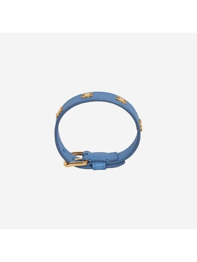 CELINE Triomphe Gold Finish Leather Bracelet Blue